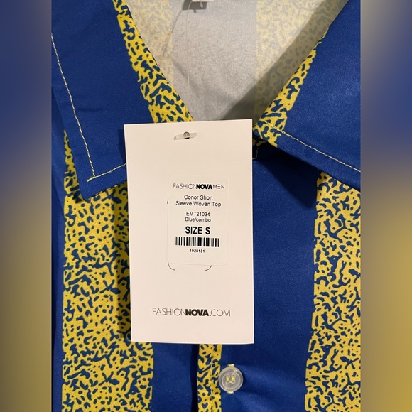 FashionNova Mens Size Small Blue&Yellow OR Black&Green Button Up Shirt - Picture 3 of 6